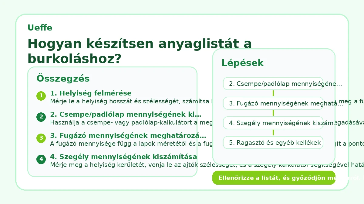 Hogyan készítsen anyaglistát a burkoláshoz?